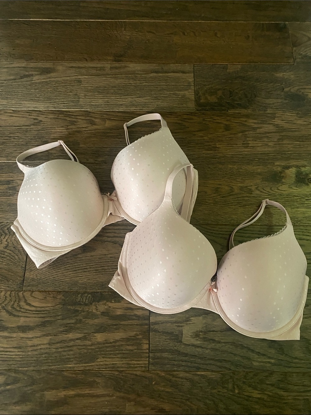 2 Victoria's Secret Body By Victoria Light Blush Padded Dot Bra NWOT